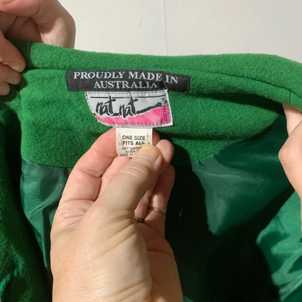 Vintage Wool Button Up Cape, 3/4 Length Sleeves, OSFM, Made in Australia - Picture 7 of 8